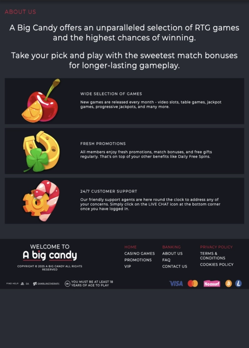 No deposit free bonus A Big Candy Casino